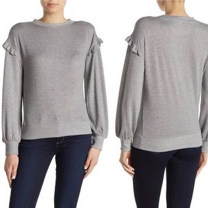 Paige Elysian Long Sleeve Gray Ruffle Top NWT sz S